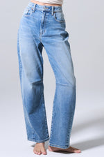 High Rise Wide Barrel Jeans Medium Wash