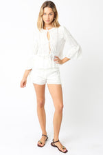 High Waist Eyelet Shorts White