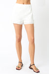 High Waist Eyelet Shorts White