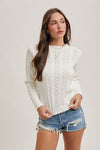 Long Sleeve Open Knit Sweater Top White