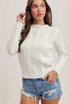 Long Sleeve Open Knit Sweater Top White