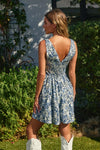 Sleeveless Corset Floral Print Mini Dress Navy