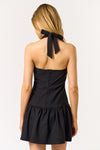 Sleeveless Halter Button Down Vest Mini Dress Black