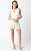 High Waist Linen Shorts Natural