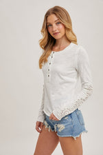 Long Crochet Sleeve Top White