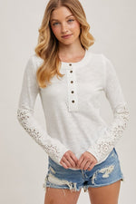 Long Crochet Sleeve Top White