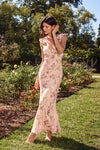 Flutter Sleeve Floral Print Maxi Dress Blush