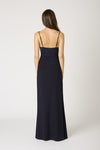 sleeveless Cowl Neck Ruched Maxi Dress Black