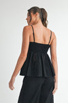 Sleeveless Crochet Babydoll Top Black