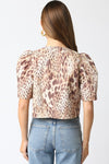 Waitlist 1/20 ♥ Louisa Short Puff Sleeve Front Tie Leopard Print Top Brown