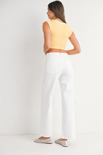 High Rise Straight Leg Jeans White