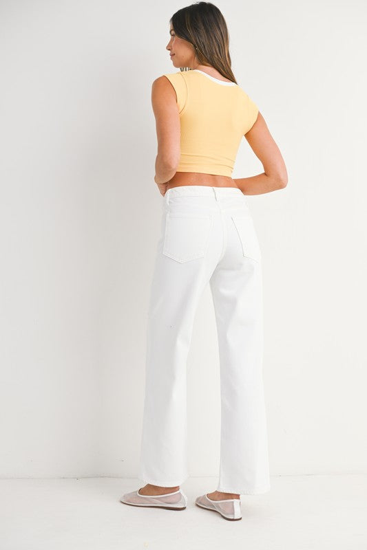 High Rise Straight Leg Jeans White