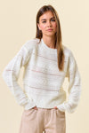 Long Sleeve Pointelle Sweater Top White