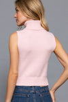 Sleeveless Turtle Neck Sweater Top Pink