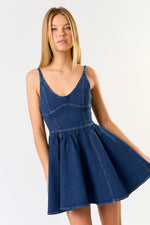 Sleeveless Denim Mini Dress Dark Wash