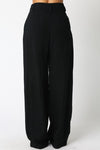 High Waist Woven Wide Leg Pants Black