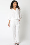  High Waist Woven Wide Leg Pants White