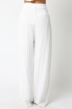  High Waist Woven Wide Leg Pants White