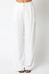  High Waist Woven Wide Leg Pants White