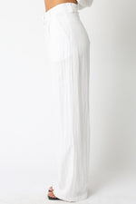  High Waist Woven Wide Leg Pants White