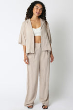  High Waist Woven Wide Leg Pants Khaki