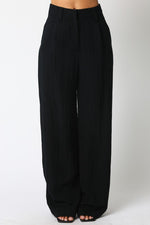 High Waist Woven Wide Leg Pants Black