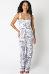 High Waist Abstract Print Wide Leg Pants White