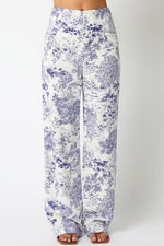 High Waist Abstract Print Wide Leg Pants White