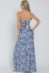 Sleeveless Zebra Print Wide Leg Jumpsuit Blue