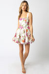 Sleeveless Floral Print Mini Dress White