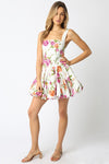 Sleeveless Floral Print Mini Dress White