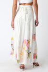 High Waist Tie Floral Print Maxi Skirt White