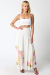 High Waist Tie Floral Print Maxi Skirt White