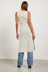 Sleeveless Knit Button Down Long Cardigan White