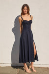 Sleeveless Corset Midi Dress Navy