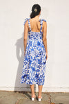 Waitlist 4/23 ♥ Sierra Sleeveless Shoulder Tie Seashell Print Midi Dress Blue