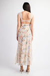 Floral Print Lace Trim Maxi Dress Cream