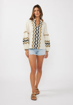 Long Sleeve Jacquard Top Natural