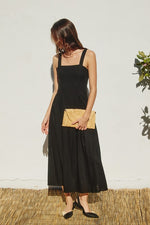 Sleeveless Linen Midi Dress Black