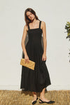 Sleeveless Linen Midi Dress Black