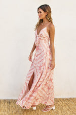 Waitlist 1/20 ♥ Roselyn Sleeveless Back Tie Paisley Scarf Print Maxi Dress Pink