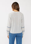 Waitlist 1/26 ♥ Elliott Long Sleeve Front Tie Stripe Print Top Blue