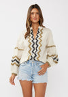 Long Sleeve Jacquard Top Natural