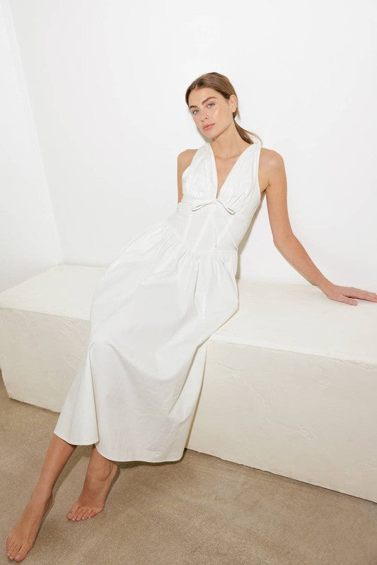 Sleeveless Corset Midi Dress White