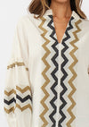 Long Sleeve Jacquard Top Natural