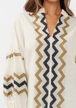 Long Sleeve Jacquard Top Natural