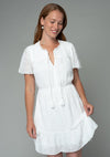 Short Sleeve Eyelet Mini Dress White