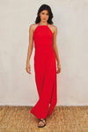 Sleeveless Halter Tie Maxi Dress Red