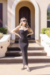 Sleeveless Halter Tie Knit Maxi Dress Black