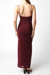 Sleeveless Mesh Stretch Maxi Dress Burgundy